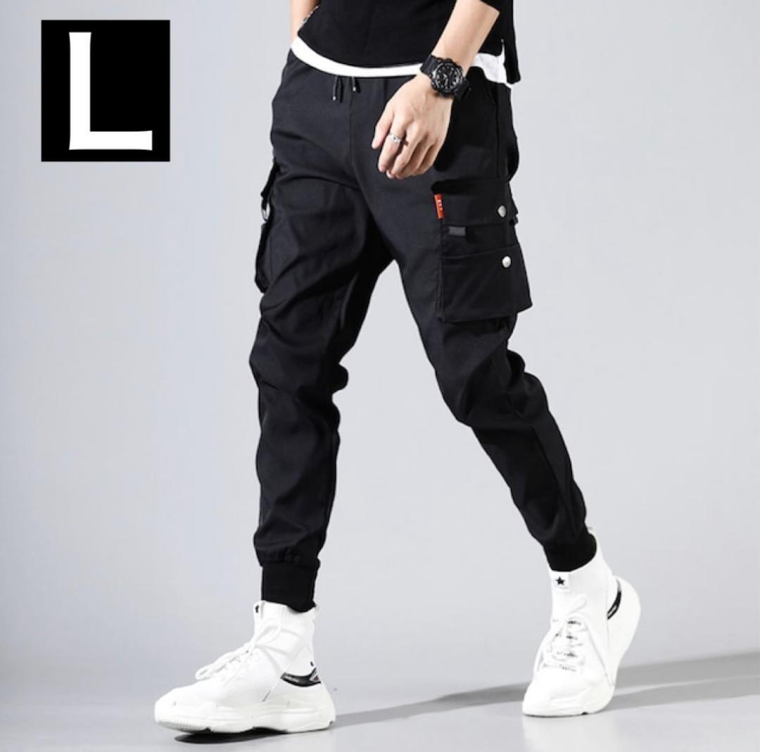 カーゴパンツ ブラック ストリートワークパンツ メンズ 韓国 Lサイズ拍卖