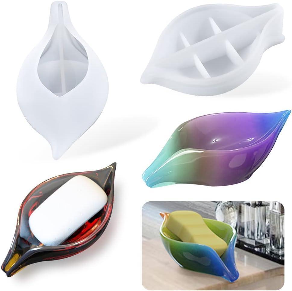 シリコンモールド 葉形 石けん 石鹸置き ソープボックス ソープホルダー セルフドレン 石鹸箱 手作り レジン UV シリコン(葉形)拍卖