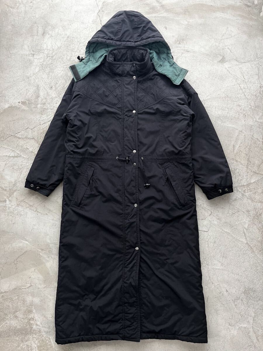 80s vintage LLbean コート ブラック ロングコート ビンテージ ヴィンテージ 古着 エルエルビーン ダブルジップ キルティング ジャケット拍卖
