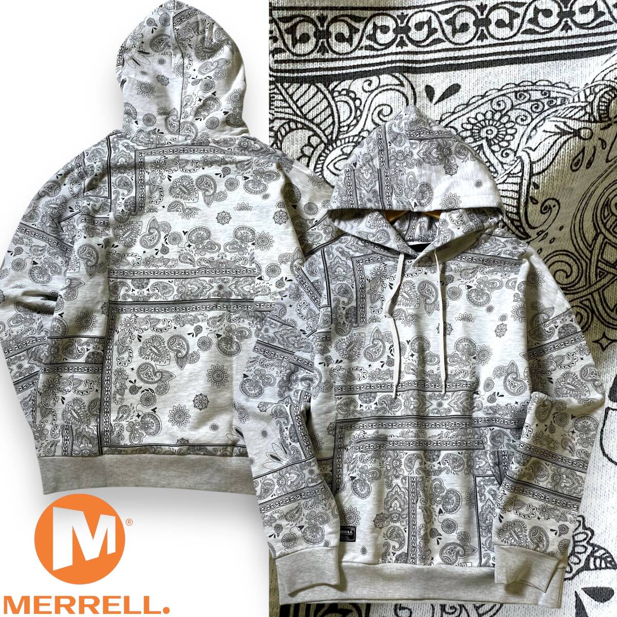 【90/S】新品 メレル バンダナ柄 ストレッチ 裏起毛 プルオーバー パーカー フーディ MERRELL 防寒 防風 スウェット ペイズリー◆R1955拍卖