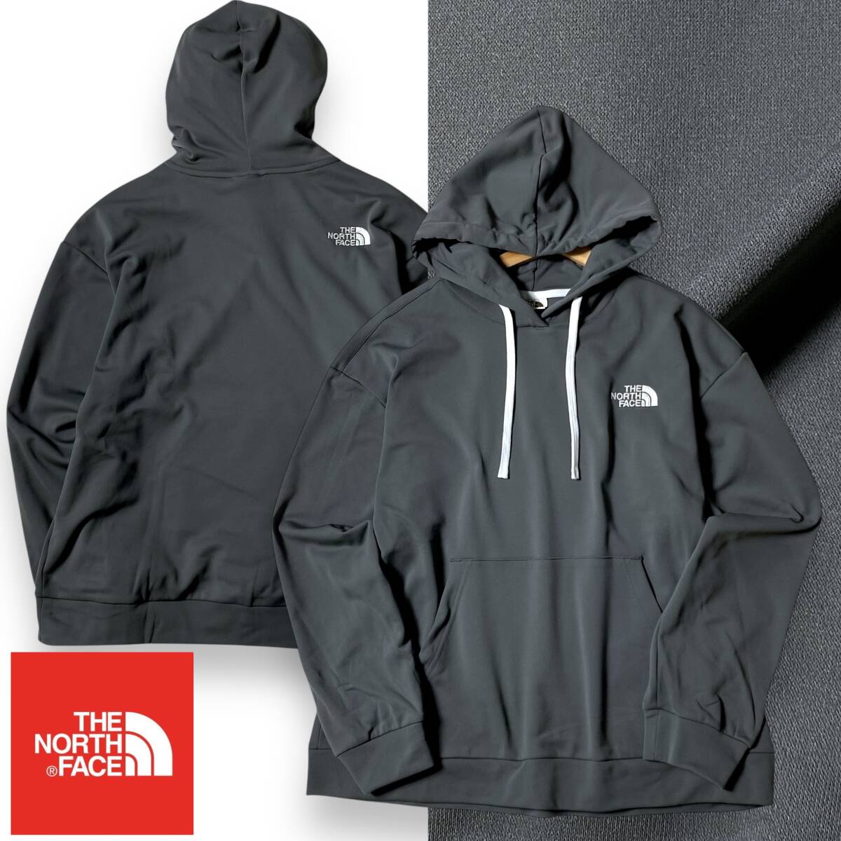 【M/95】新品 ノースフェイス ジャージー スウェット ロゴ刺繍 光沢 ストレッチ プルオーバー パーカー THE NORTH FACE フーディ◆R1977拍卖