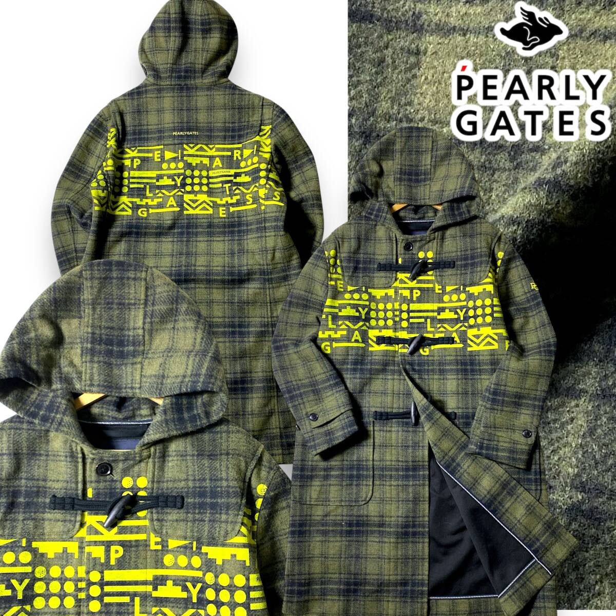 【5】新品 定価8.5万 パーリーゲイツ 防寒 保温 ブリスターチェック ダッフルコート PEARLY GATES GOLF ゴルフ メンズ スポーツ◆R2062拍卖