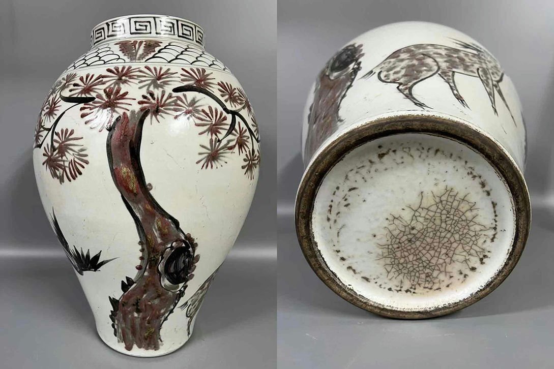 ▼渡鶴羽▼P096珍品旧蔵 朝鮮 高麗磁 朝鮮古陶磁器 古高麗 李朝時代 李朝白磁大壺拍卖