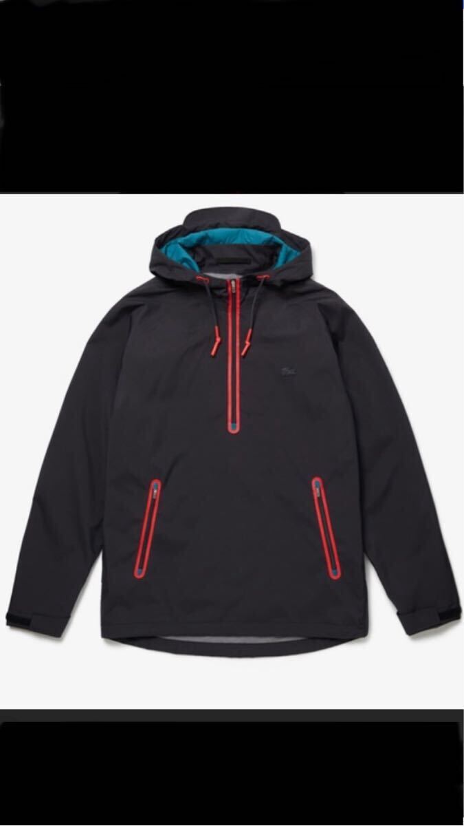 ラコステ LACOSTE 撥水透湿ハーフジッププルオーバージャケット ブラック Lサイズ 送料無料拍卖