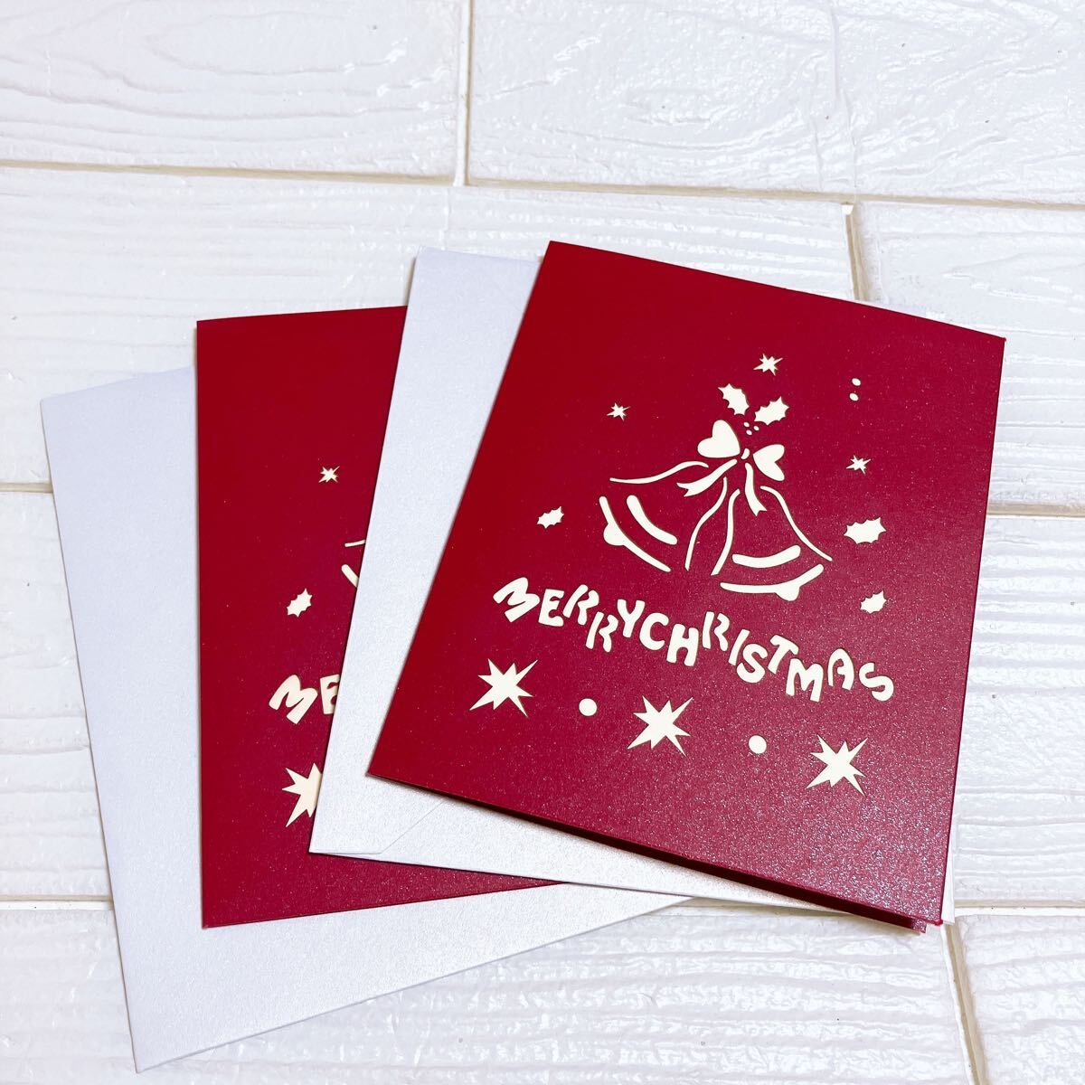 クリスマスカード 2点セット 立体 グリーティングカード ジングルベル拍卖