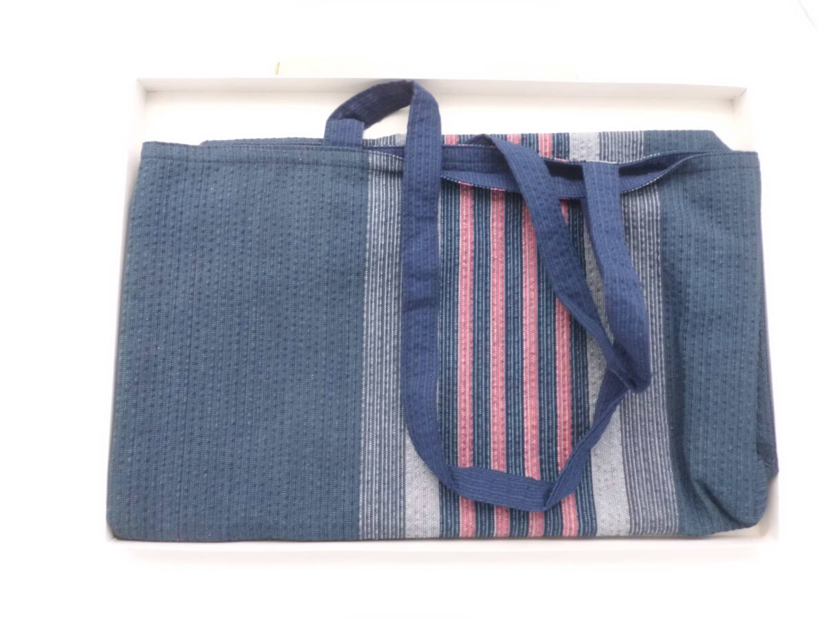 0081■■ 新品!阿波正藍染(しじら織)手さげ(かばん)(日本製)(元箱無し)拍卖