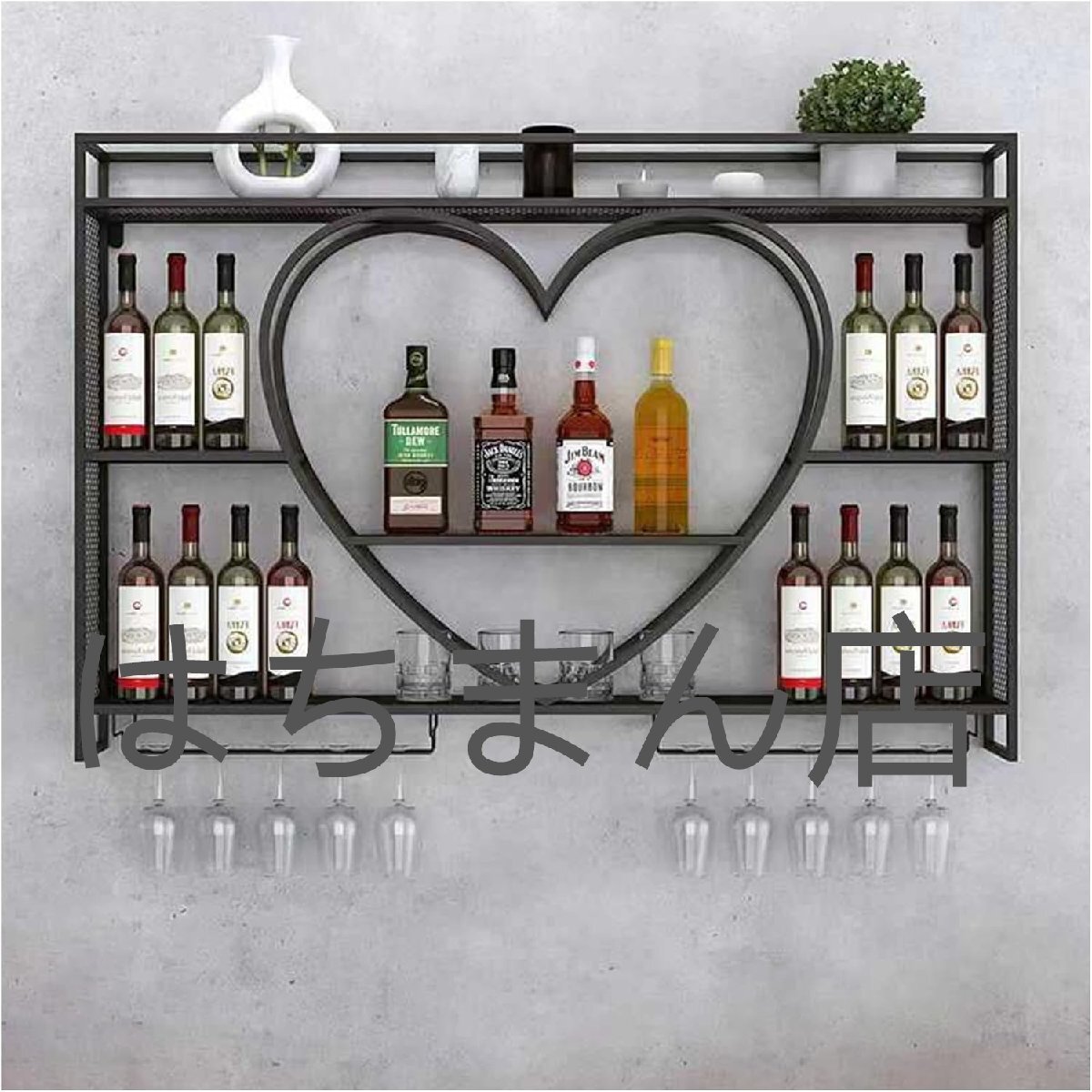ワインラック 壁掛け式 ウォールシェルフ 壁付け棚 ワインホルダー 酒ラック 吊り下げ フローテ バーショップ 140*15*80cm black拍卖