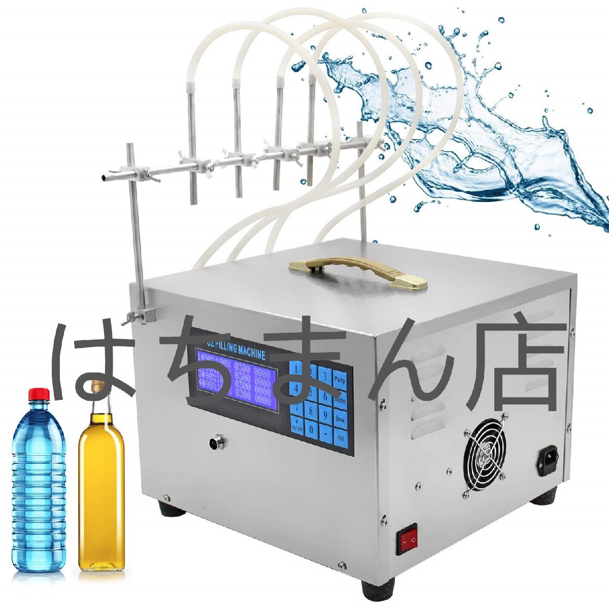 デジタル液体充填機 2~3000ml 4ピースヘッド 水/飲料水/白酒/ワイン/溶液など低粘性液体充填 耐腐食・耐酸 業務用拍卖