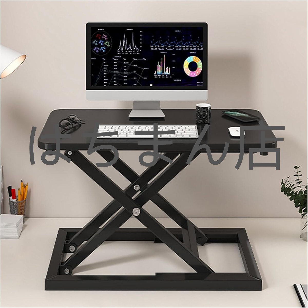 スタンディングデスク 卓上 ガス圧昇降デスク 折りたたみ ラップトップデスク パソコンデスク 机上デスク PCデスク 60×34cm手動7段 black拍卖