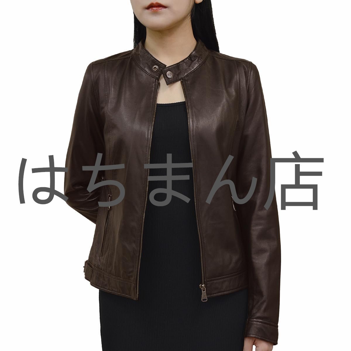 ライダースジャケット 革ジャン レザージャケット シングルライダース レディース 本革 赤 スタンドカラー ダークブラウン S-2XL拍卖