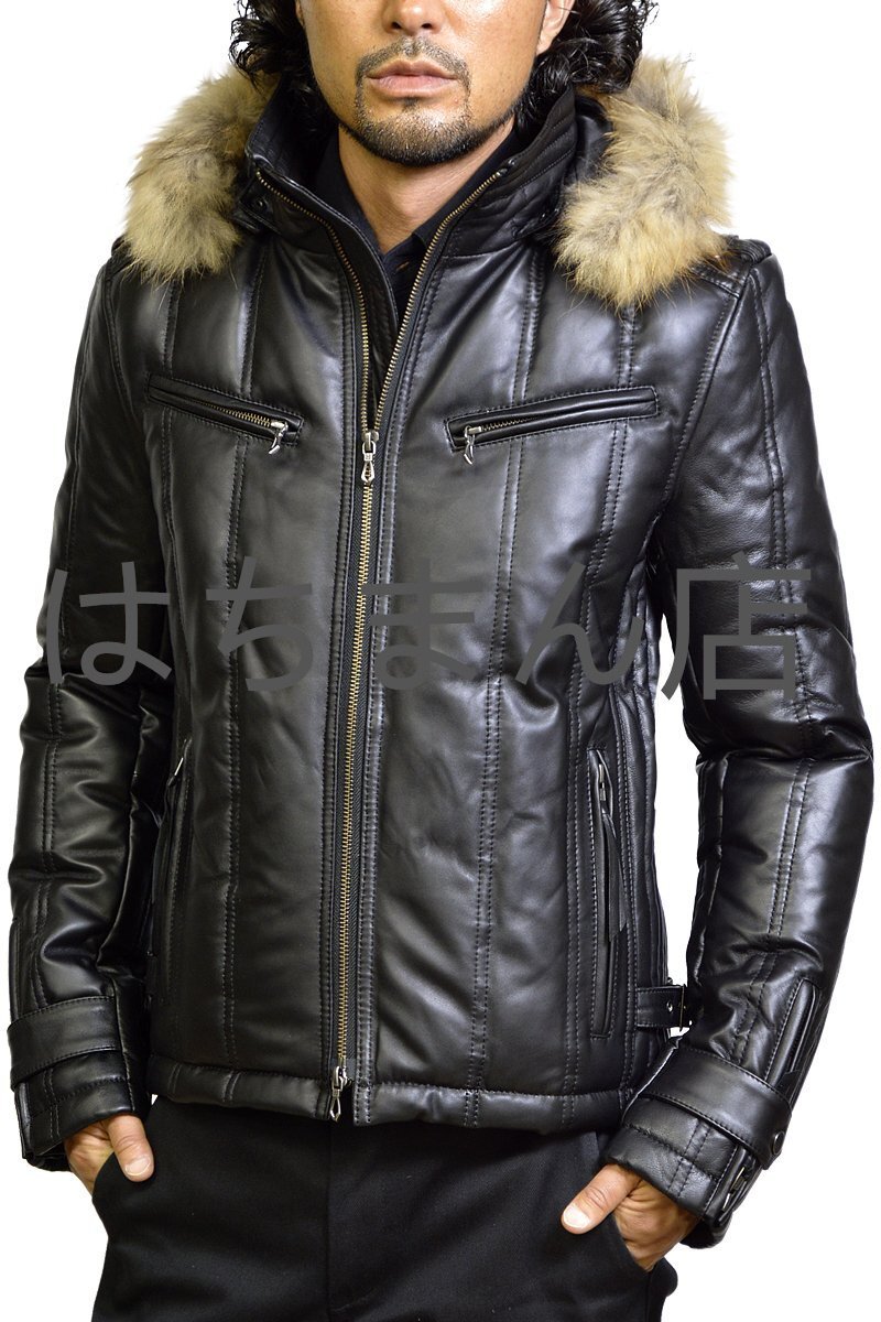 ダウンジャケット レザージャケット メンズ 本革 レザーダウンジャケット ライダースジャケット 革ジャン ライダースダウン M-3XL拍卖