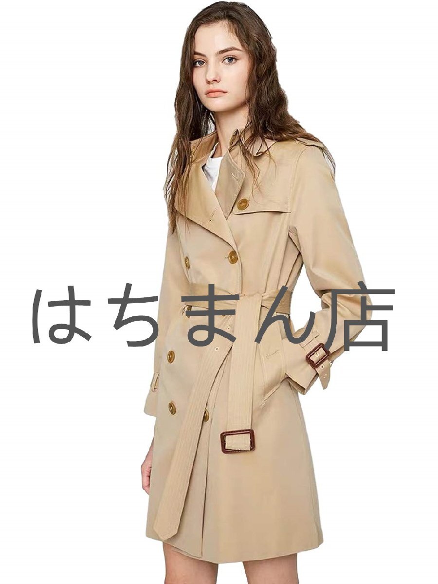 トレンチコート レディース 撥水 ロングコート べルト付き 光沢感 通勤 ファッション 春 秋 冬 30代 40代 50代 ベージュ S-XL拍卖