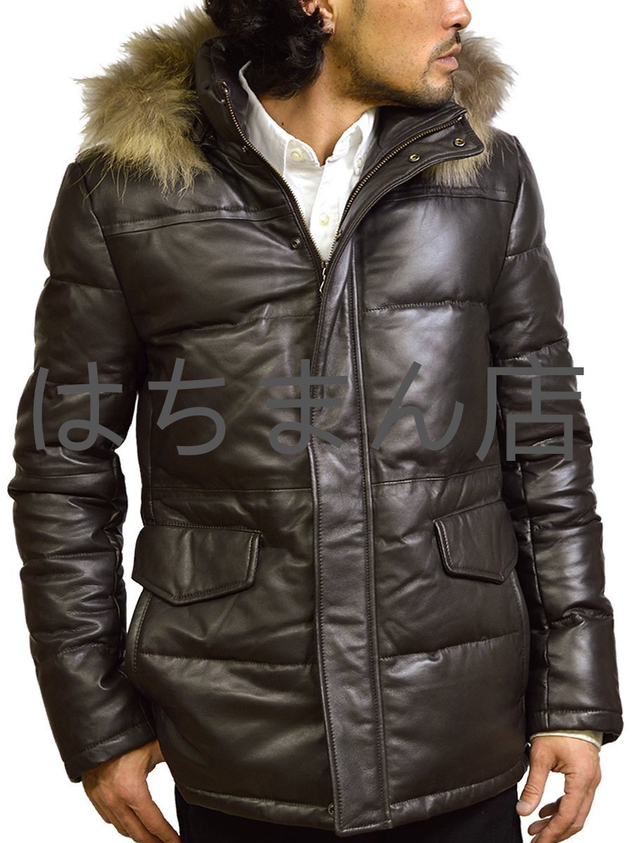 レザーダウンジャケット レザージャケット メンズ 本革 ダウンコート フード付き 革ジャン レザーコート 本物 ダウンジャケット M-2XL拍卖