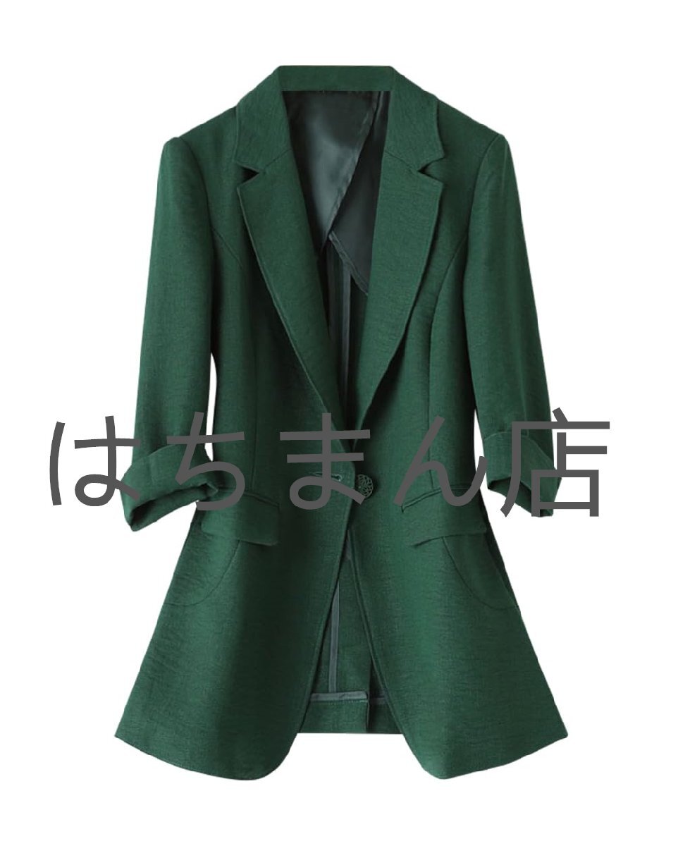 レディースジャケット テーラードジャケット レディース ライトアウター 薄手 ジャケット 洗える フォーマル 裏地無 通勤 グリーンS-4XL拍卖