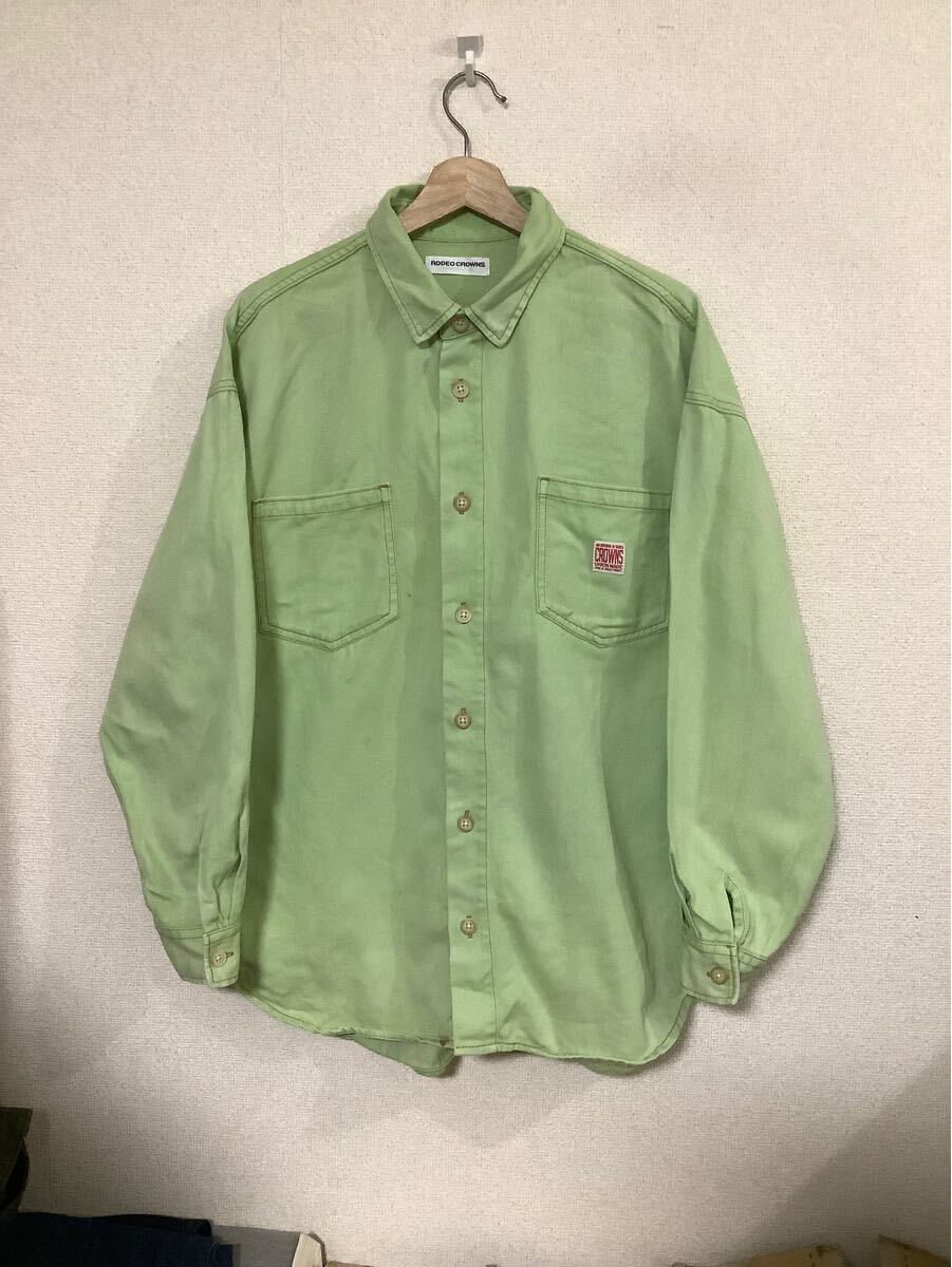 RODEO CROWNS ロデオクラウン 長袖シャツ コットンシャツ ライトグリーン セレクト カジュアル 古着拍卖