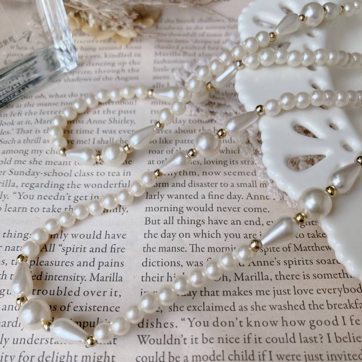 ネックレス ロング ベビーパール デザインネックレス 美品 軽量 ☆Vintage jewelry accessories R0243拍卖