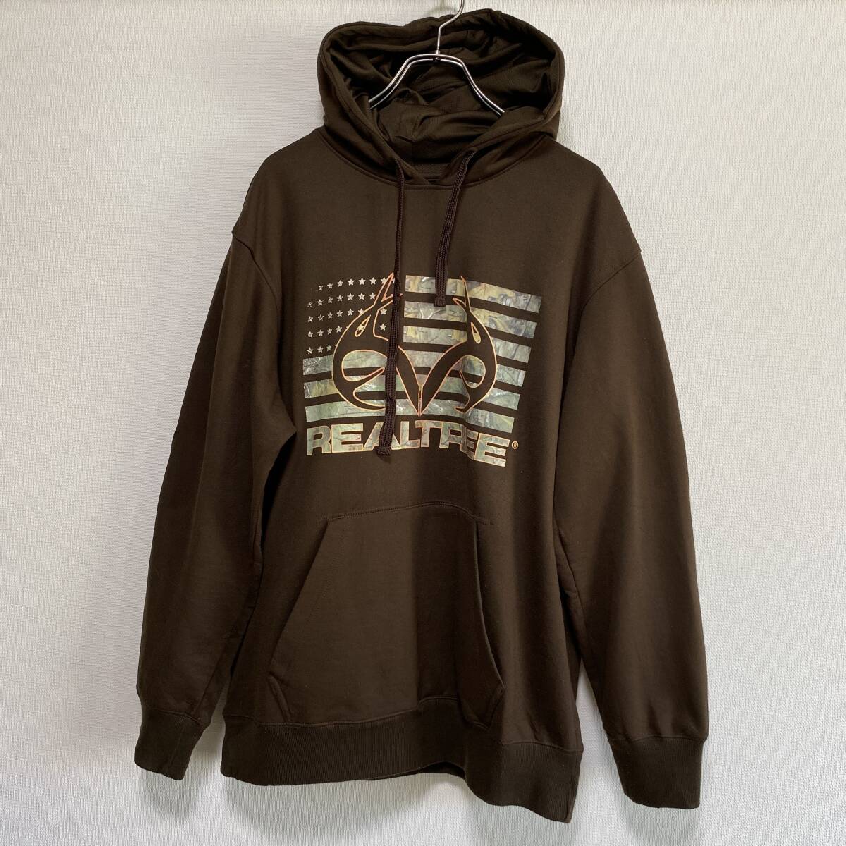 アメリカ古着 リアルツリー プルオーバー パーカー US古着 ブラウン アースカラー 裏起毛 【B186】拍卖