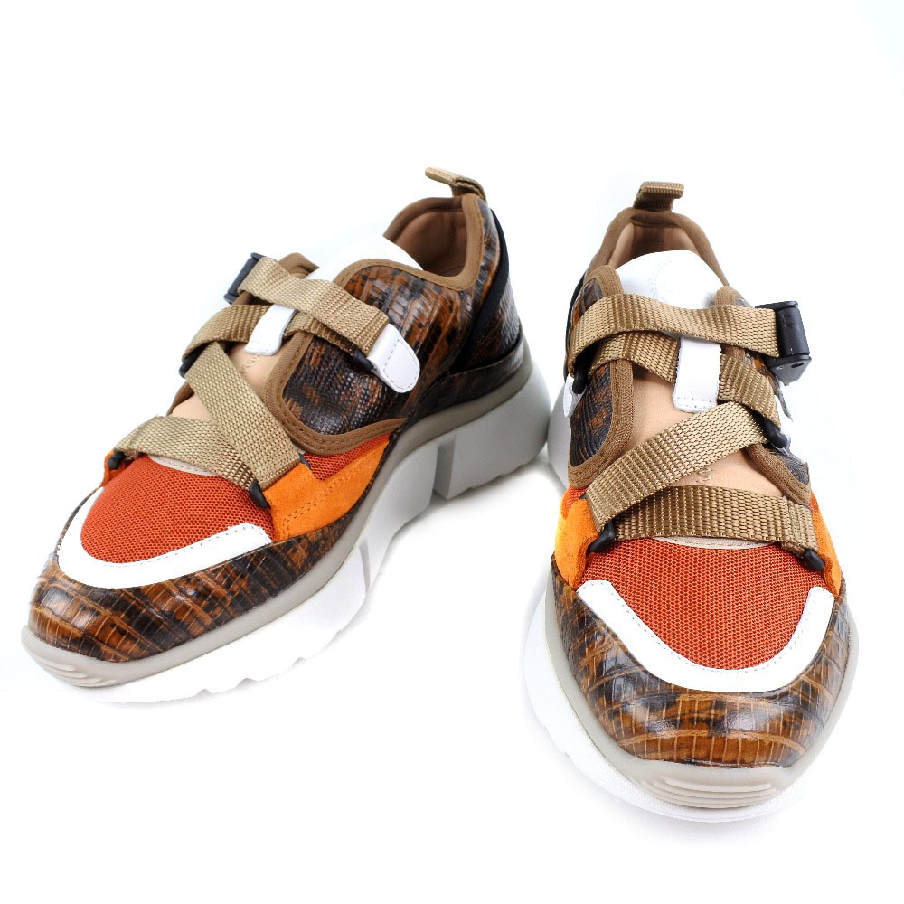 Chloe クロエ CHC18A0511839V36W スニーカー レザー 茶 レディース【59150204】未使用拍卖