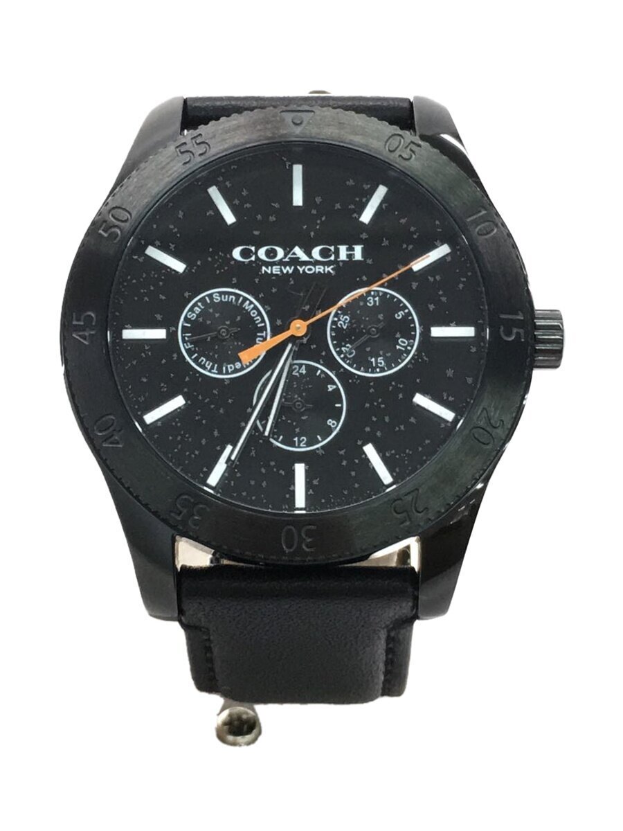 COACH◆クォーツ腕時計/アナログ/レザー/BLK/BLK/CA.133.2.95.1948拍卖