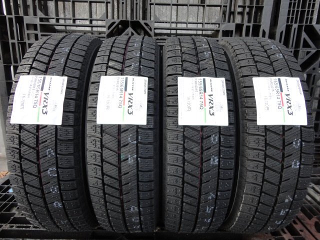 ◇ ●7837 新品 国内正規品 ブリヂストン VRX3 155/65R14 4本 2024年製 日本製 ◇ スタッドレスタイヤ №00拍卖