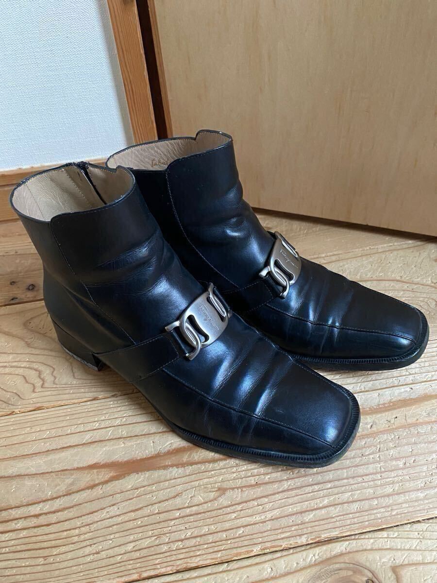 サルヴァトーレ フェラガモ ショート レザー ブーツ ブラック レディース サイズ 5.5 23センチ相当 Ferragamo拍卖
