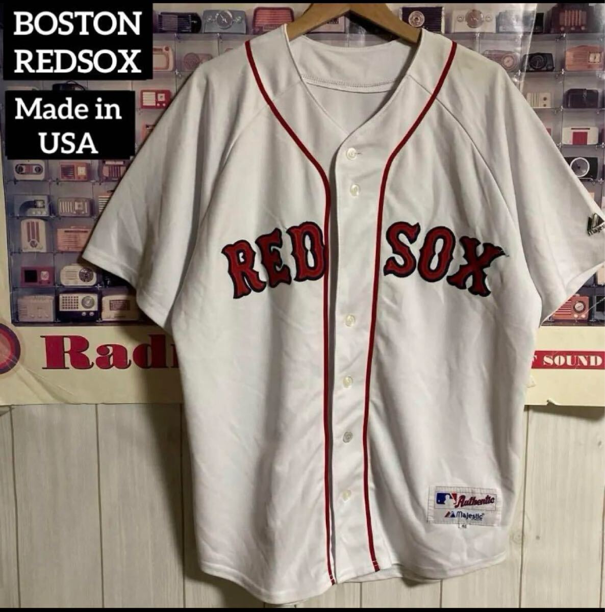 USA製MAJESTIC MLBボストンレッドソックスベースボールシャツY2Kユニフォーム拍卖
