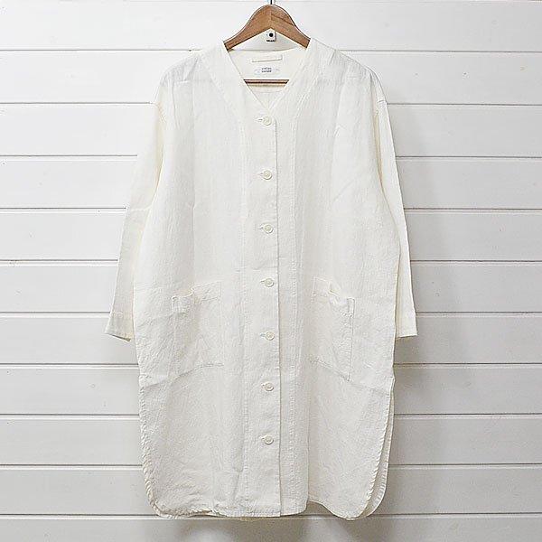 アトリエナルセ linen canvas V neck long shirt ロング シャツ F オフホワイト atelier naruse|24k2115拍卖