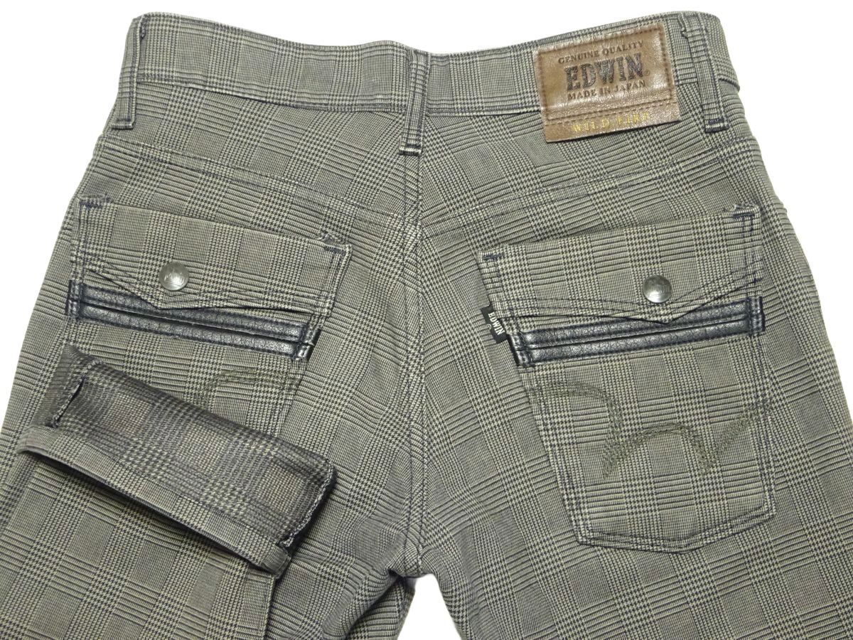 ★エドウィン★TGF503 グレンチェック柄裏地付きパンツW27/ワイルドファイア防寒防風EDWINバイクウェアメンズジーンズWILD FIRE拍卖