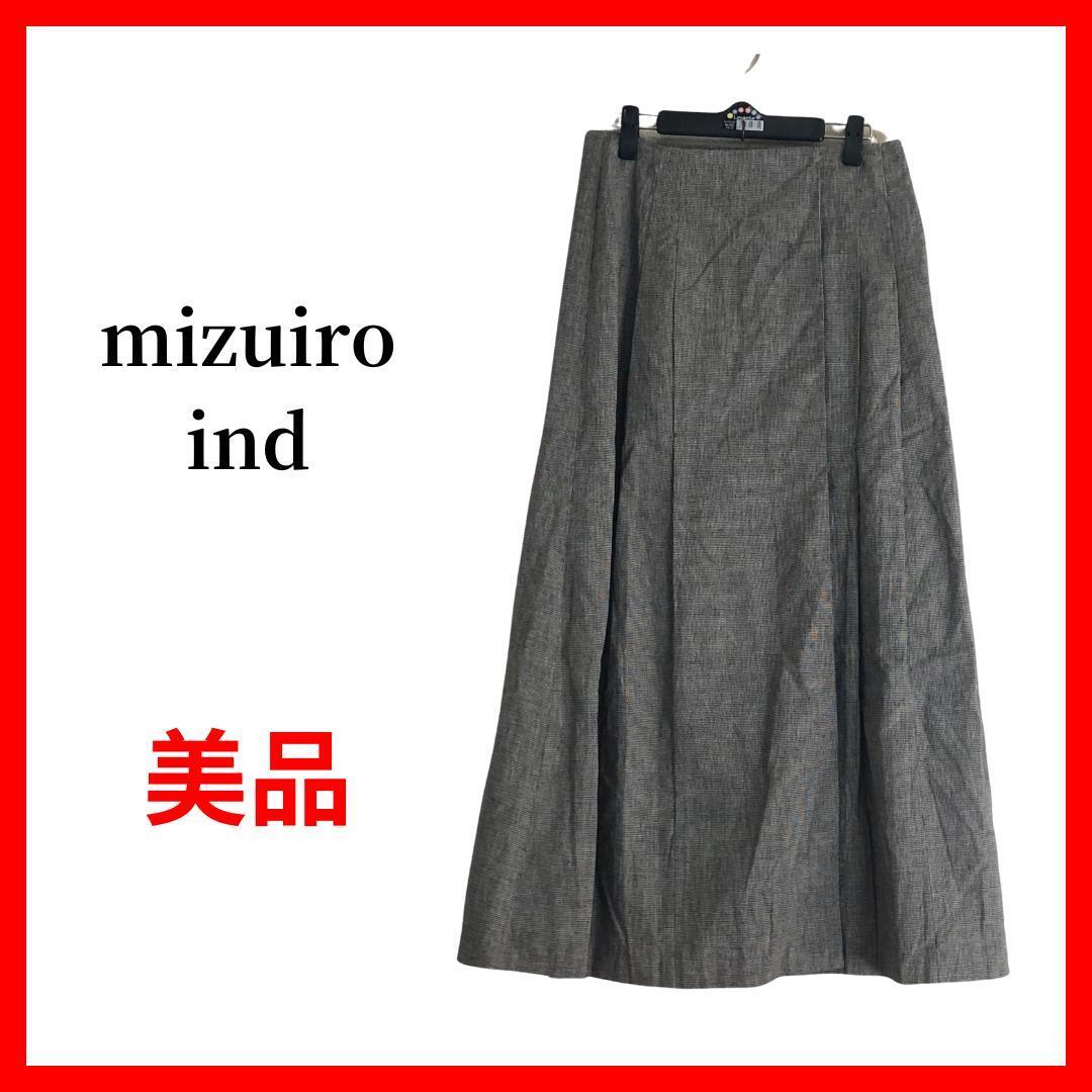 mizuiroind ミズイロインド リネンスカート ロングスカート チェック柄 B1267拍卖