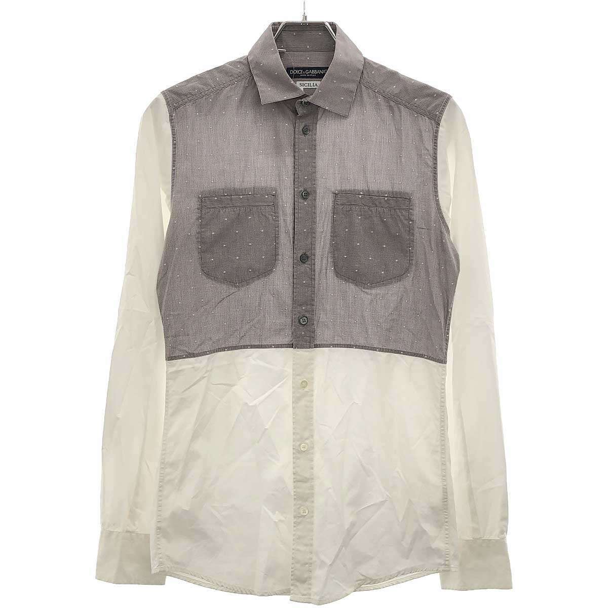 DOLCE&GABBANA ドルチェ&ガッバーナ SICILIA 切替コットンシャツ G5BR9T/G9Q7 ホワイト 37 ITGGLFYXKTLC拍卖