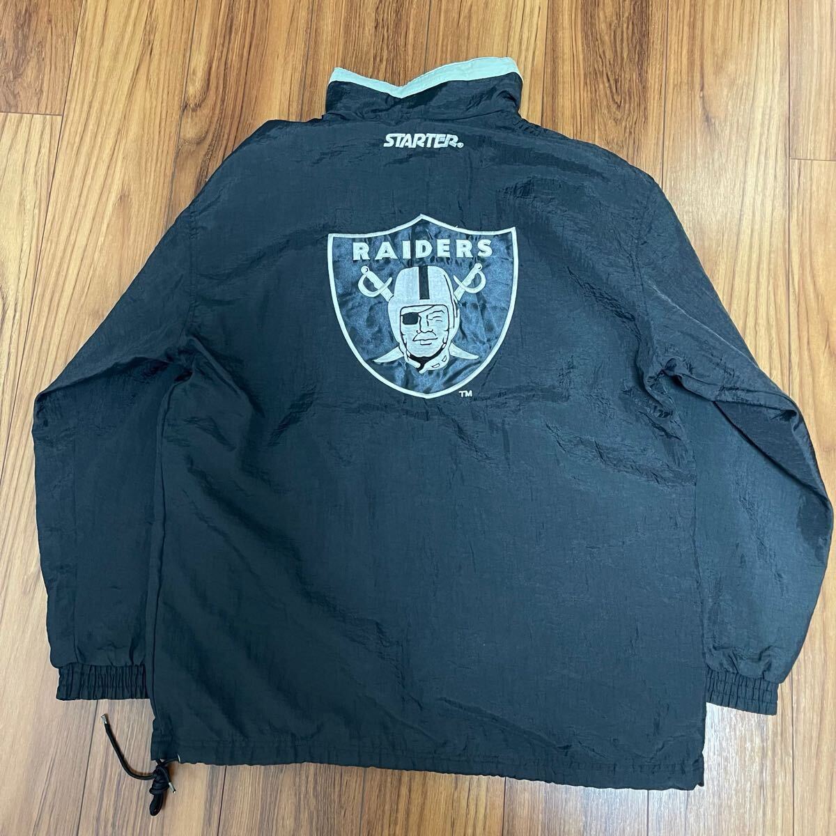 90s STARTER ロサンゼルス レイダース ナイロンジャケット 黒 M NFL 刺繍 ワッペン RAIDERS スターター拍卖