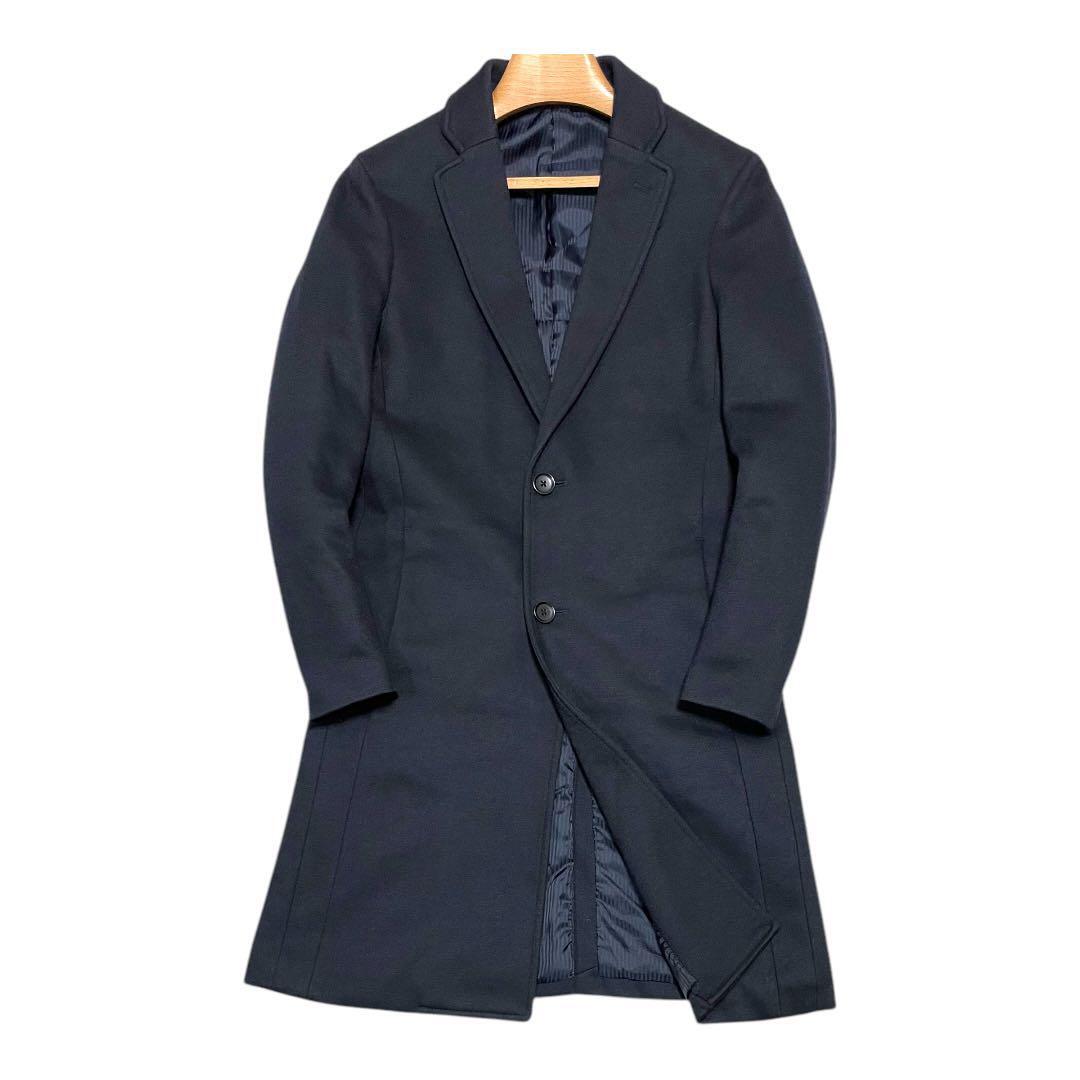 スーツセレクト SKINNY ウールブレンドニットチェスターコート Sサイズ ネイビー SUIT SELECT 5S027拍卖
