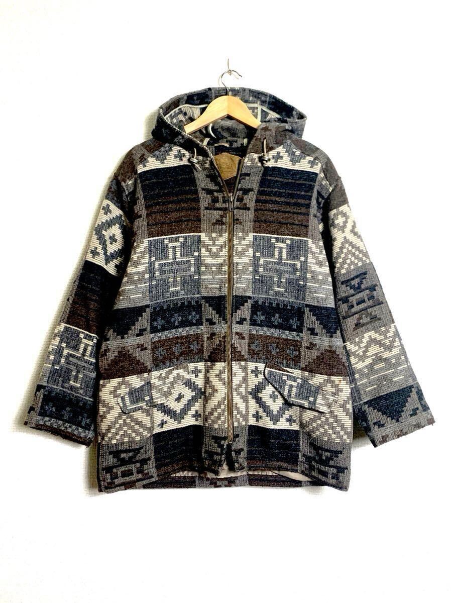 80s 90s USA製 ウールリッチ クロス 総柄 ネイティブ パーカー 十字架 ビンテージ パッチワーク ボーダー woolrich ジャケット ブルゾン L拍卖