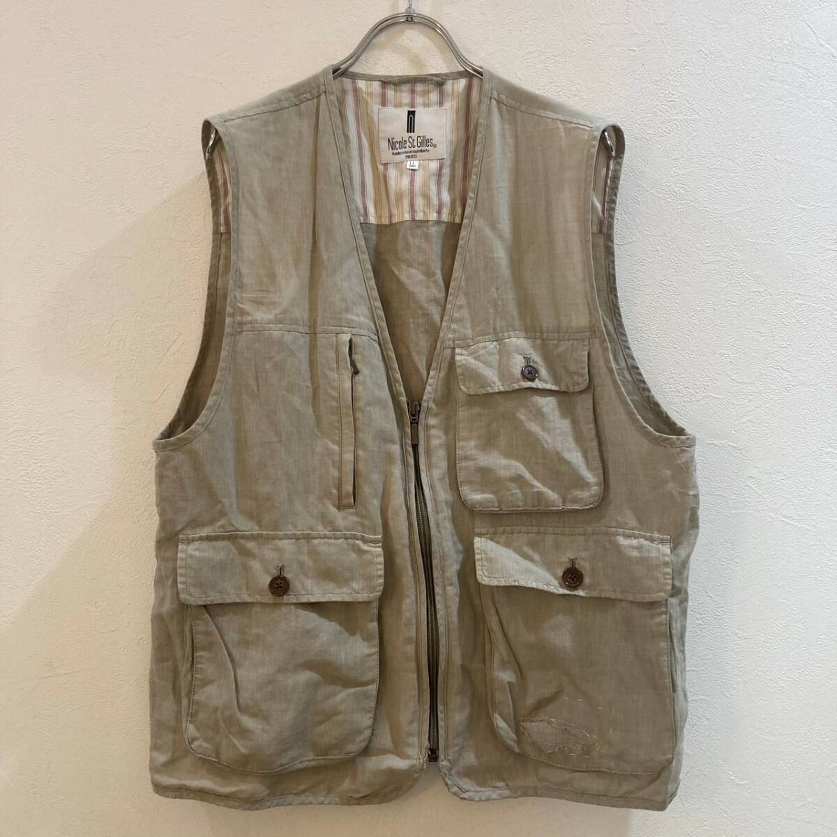 Nicole St Gilles/ ジップアップベスト ベージュ メンズ LL拍卖