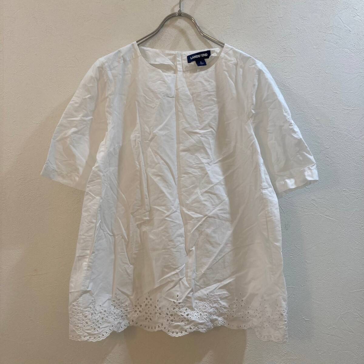 LANDS' END/ランドエンド 半袖チュニックブラウス ホワイト レディース S拍卖