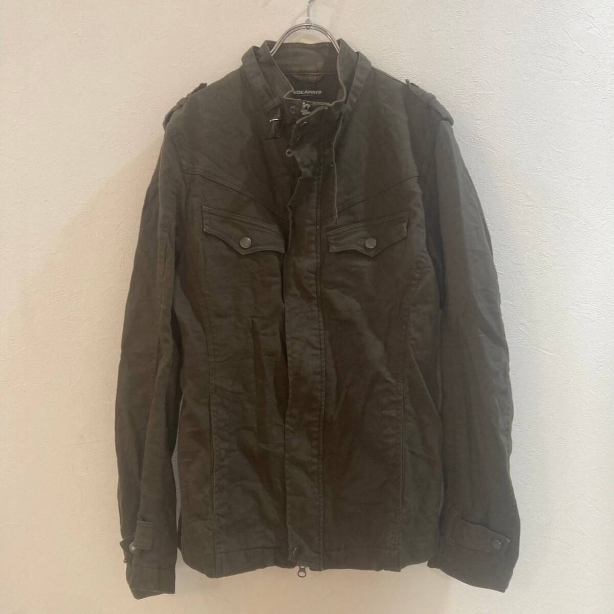 HIDE AWAYS/ ハイダウェイ 長袖ジップアップジャケット ブルゾン カーキ メンズ 48拍卖