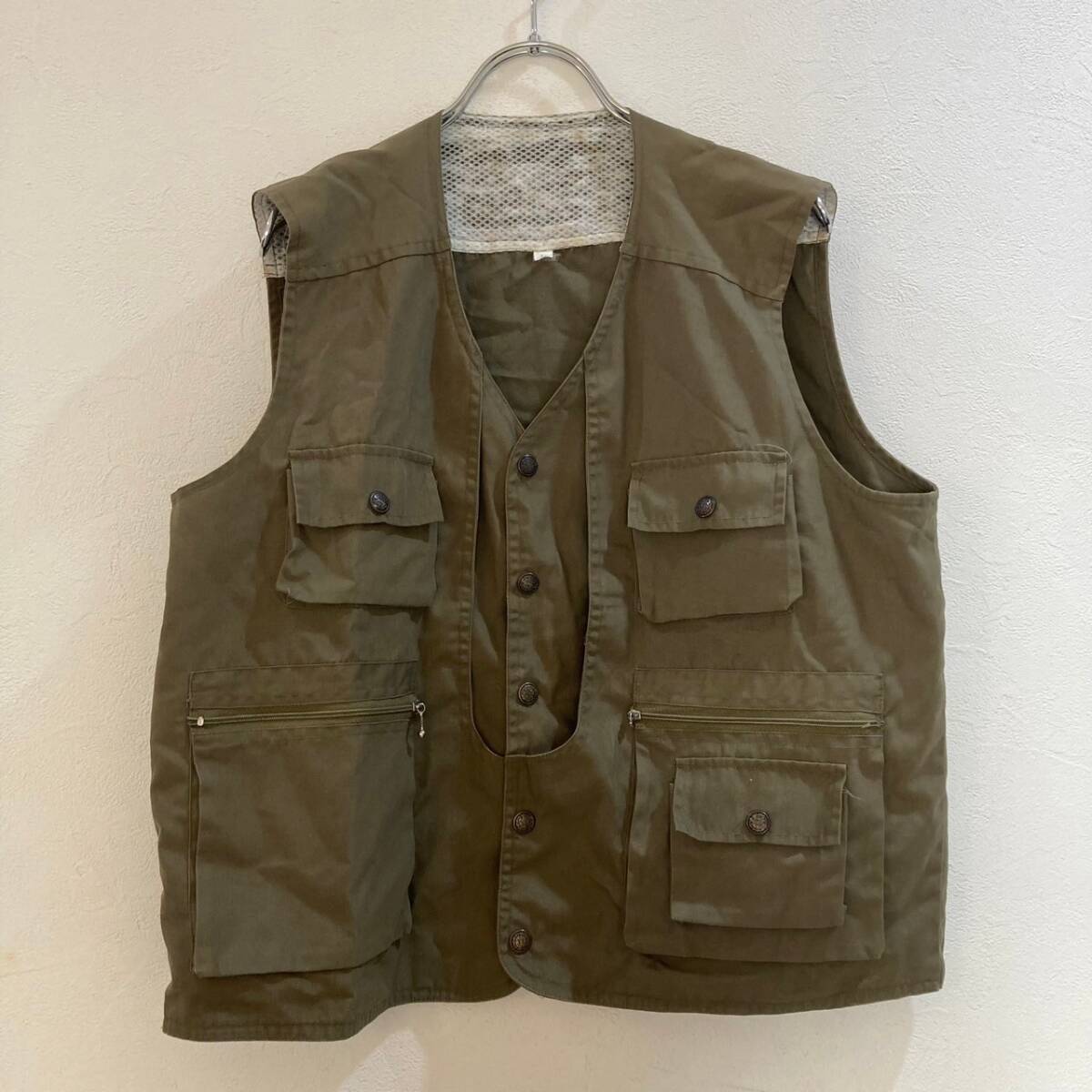 ベストジャケット アウトドア カーキ メンズ L拍卖