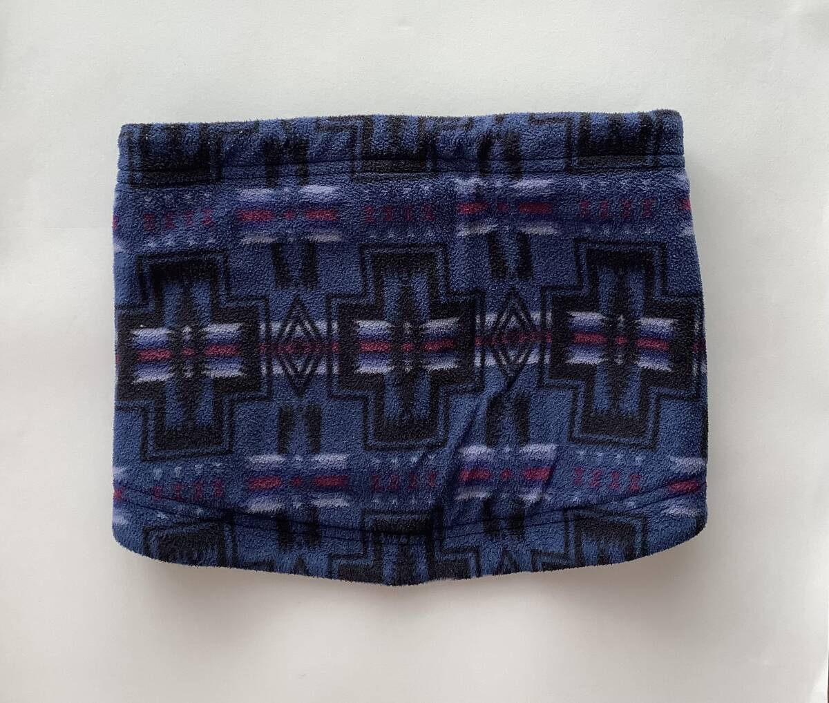 【中古、美品】ネックウォーマー 紺色/黒 リバーシブル フリース素材拍卖
