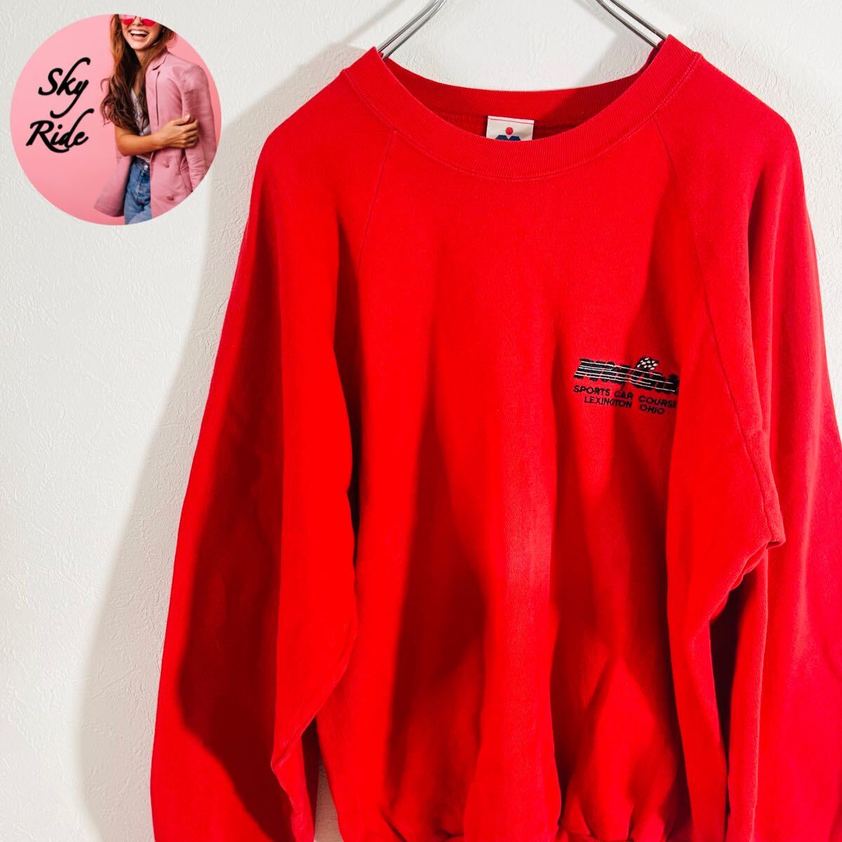 MILLER ミラー メンズ ヴィンテージ ミッドオハイオ 刺繍ロゴ プルオーバースウェット トレーナー レッド XL 古着 #TB1058拍卖