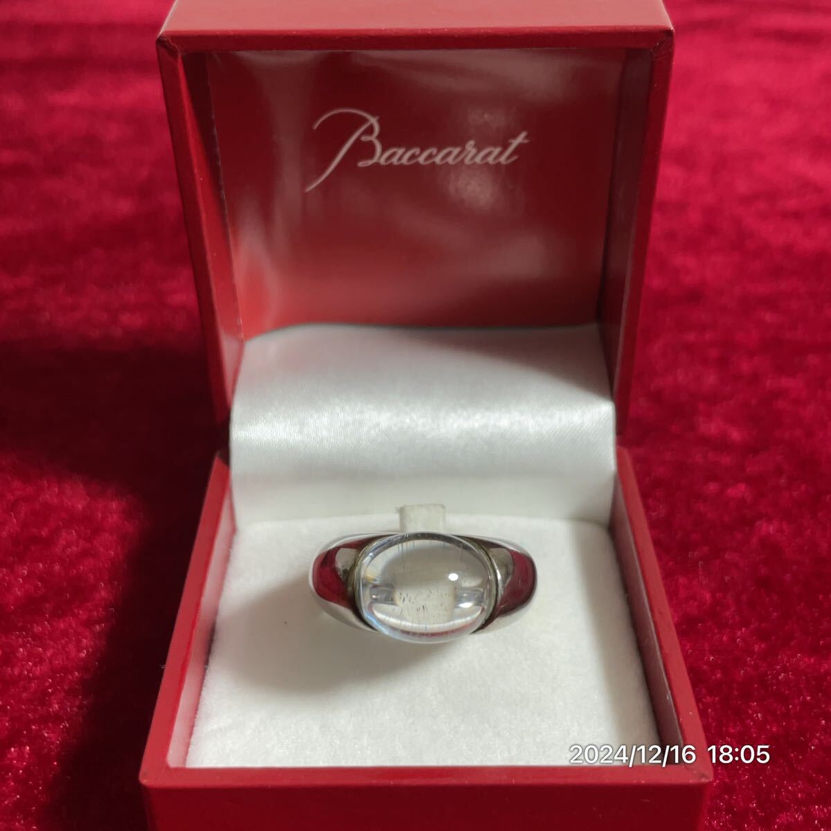 SILVER925 SV925 Baccarat バカラ T55 クリスタル リング 指輪 アクセサリー ケース付拍卖