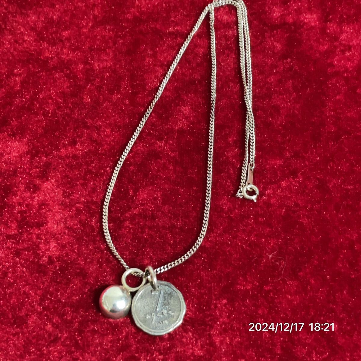 SILVER925 SV925 agete アガット 半球体 メダル 喜平チェーン ネックレス ペンダント アクセサリー拍卖