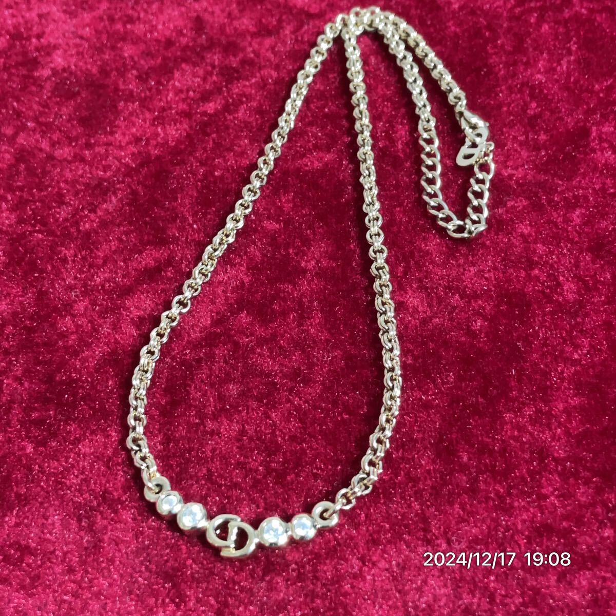 ③ Dior クリスチャン ディオール CDロゴ ラインストーン ゴールドカラー ネックレス ペンダント アクセサリー拍卖