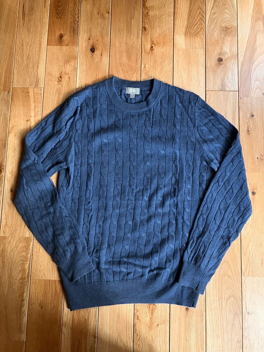 ユニクロ レディース ウールブレンドケーブルクルーネックセーター ニット S 中古拍卖