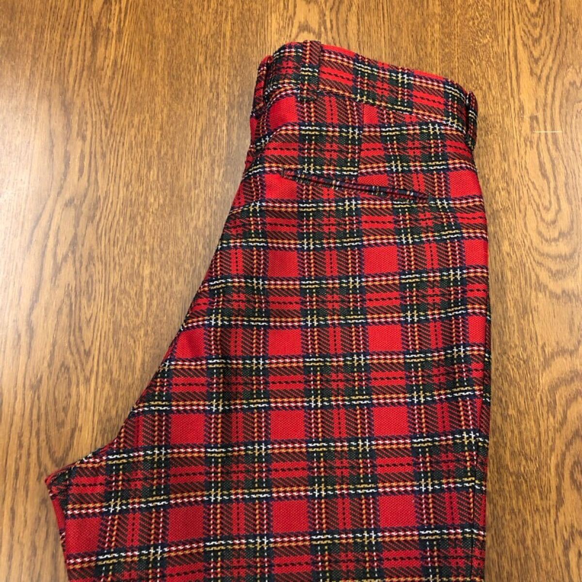 【FL232】sears KINGS ROAD 36M チェック柄スラックスパンツ レッド ストレッチ SCOVILL ZIP DOUBLE KNIT ブランド古着 シアーズ 送料無料拍卖