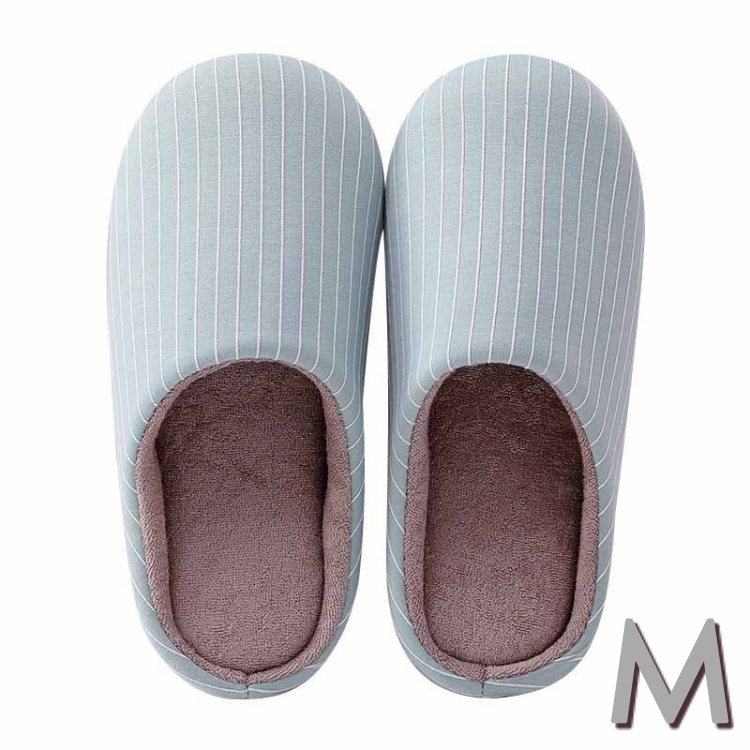 送料無料★即納 新品 コットン シンプルボーダー スリッパ ルームシューズ 可愛い ナチュラル オールシーズン 室内スリッパ ★ブルー/M拍卖