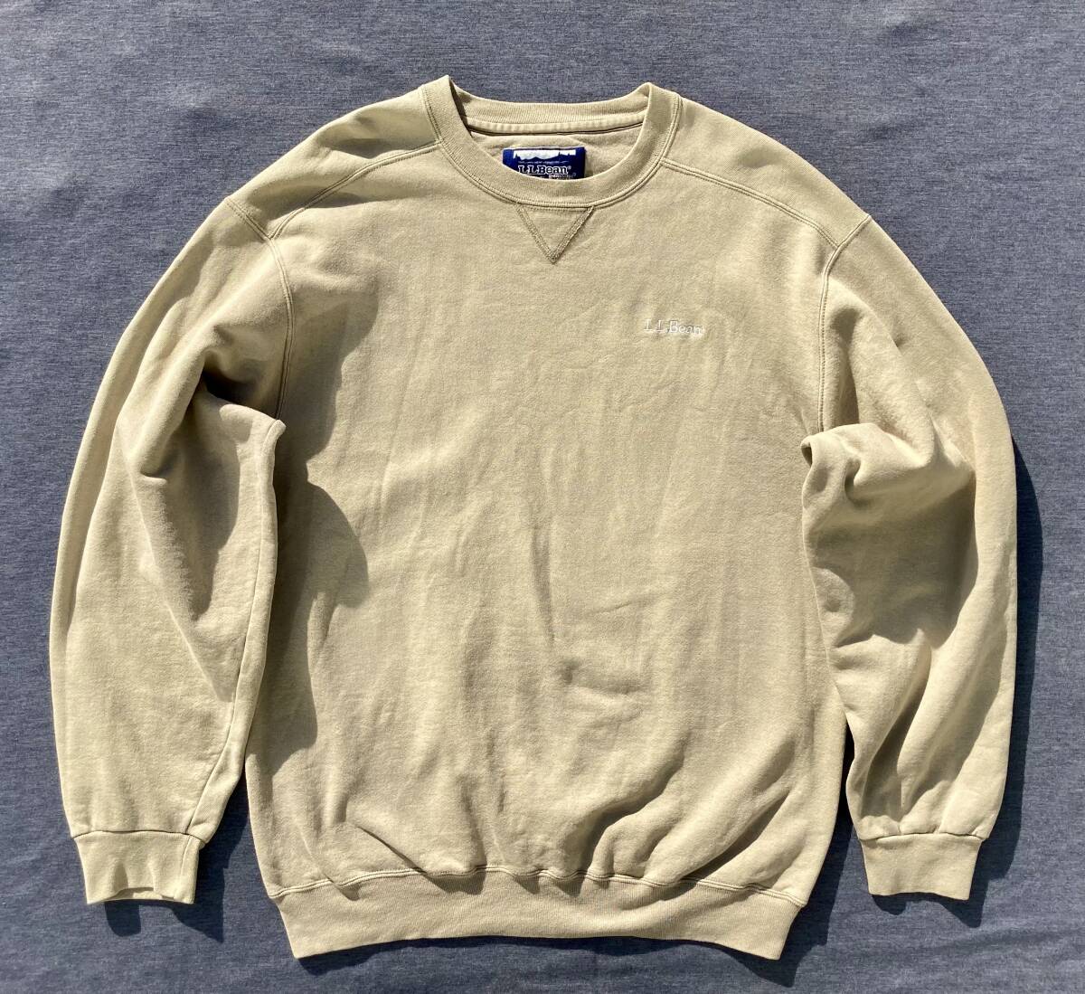 90s USA製 L.L.bean RUSSELL ATHLETIC 前V 胸刺繍 スウェット M カーキ LLビーン ラッセル トレーナー拍卖
