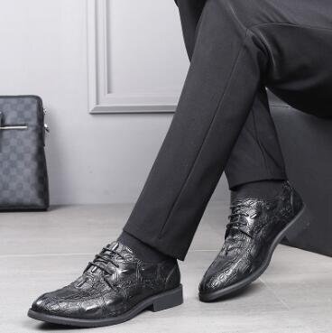OHJ980★ワニ革クロコダイル本革頭部革使用メンズシューズ革靴ビジネスシューズレザーシューズ通勤シークレットシューズ紐付きサイズ選択拍卖