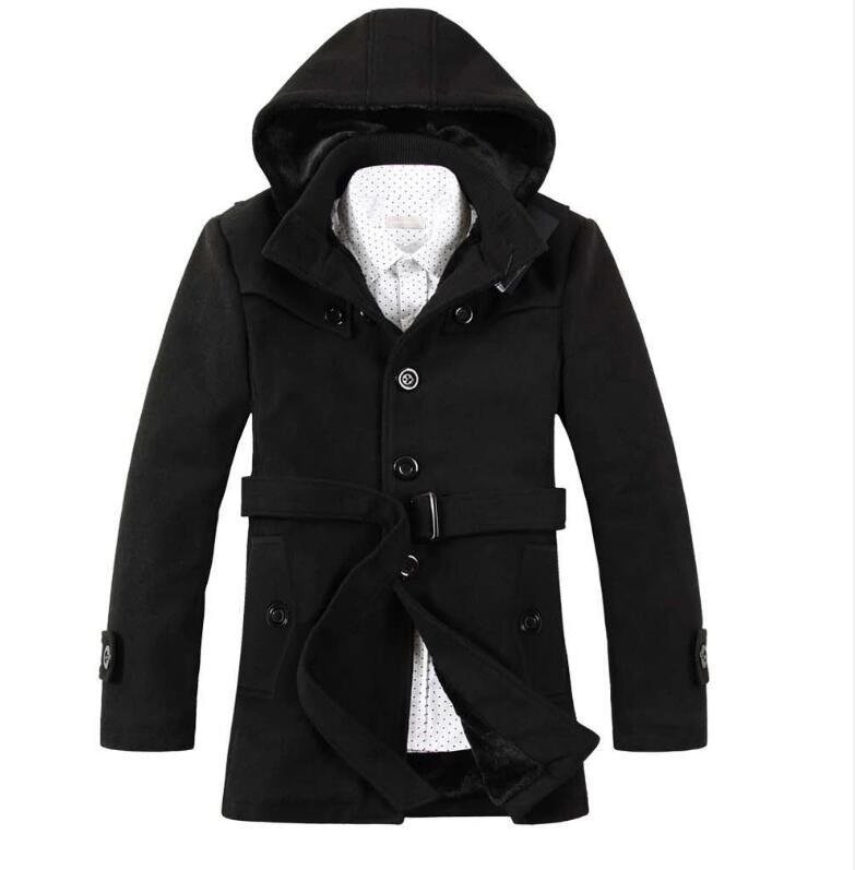 OHJ1035★裏起毛トレンチコートメンズ冬ミドルブルゾンコート厚ボアアウターフード付き厚手ジャケット裏起毛ジャージM-5XL黒お色選択可拍卖