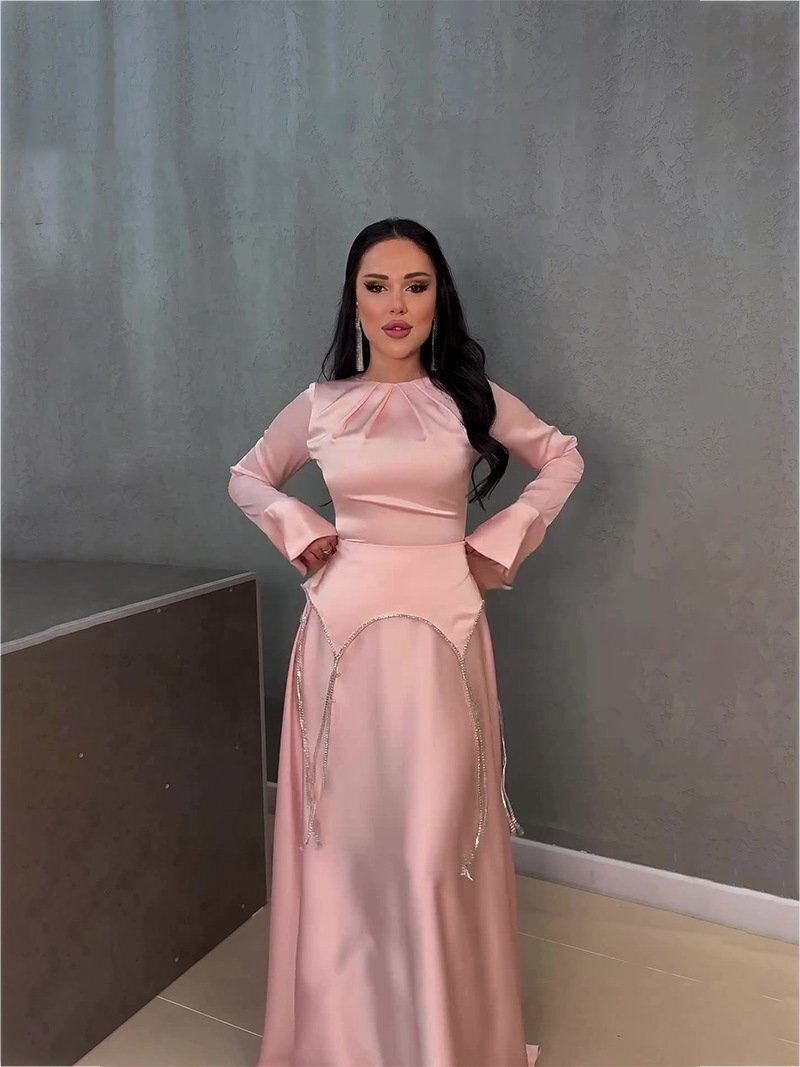 OHJ1057★ワンピースレディース 20代30代40代   着心地抜群 sexy  女性用  ドレス  光沢 ロング丈  ピンク拍卖