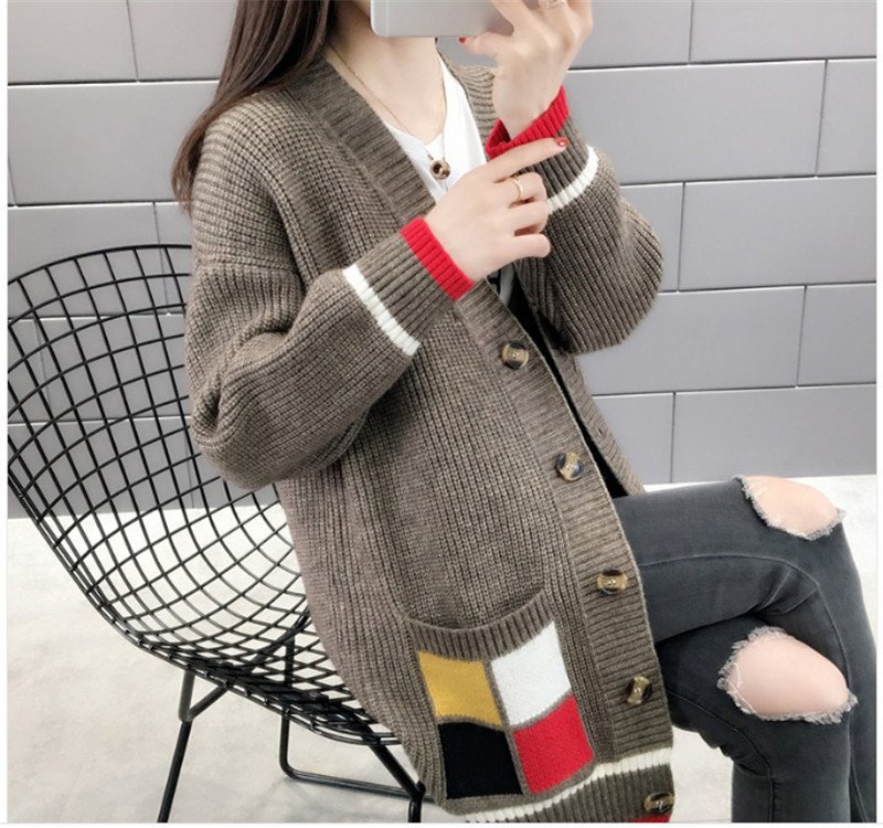 OHJ841★秋冬新品☆ゆったり大きいサイズ☆ニットセーター☆大人気☆お洒落☆可愛い☆ストレッチ☆暖かい☆長袖☆ニットカーディガン拍卖